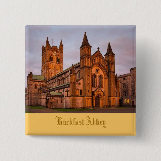 Buckfast Abtei am Sonnenuntergang Button (Vorderseite)