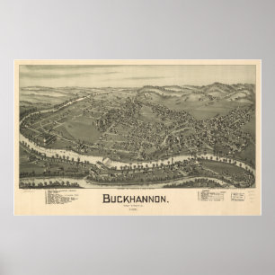 Buckhannon West Virginia 1889 Antique Panorama Poster
