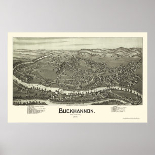 Buckhannon, WV Panorama Karte - 1900 Poster