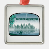 Buckhorn Reservoir North Carolina Deer Ornament Aus Metall (Vorne)