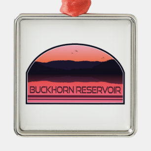 Buckhorn Reservoir North Carolina Red Sunrise Ornament Aus Metall