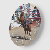 Bucking Bareback Bronco und Rodeo Cowboy Clock Große Wanduhr (Winkel)
