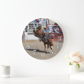 Bucking Bareback Bronco und Rodeo Cowboy Clock Große Wanduhr (Zuhause)