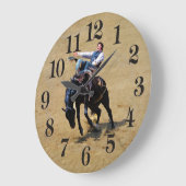 Bucking Bareback Bronco und Rodeo Cowboy Clock Große Wanduhr (Winkel)