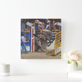 Bucking Bareback Bronco und Rodeo Cowboy Clock Quadratische Wanduhr (Zuhause)