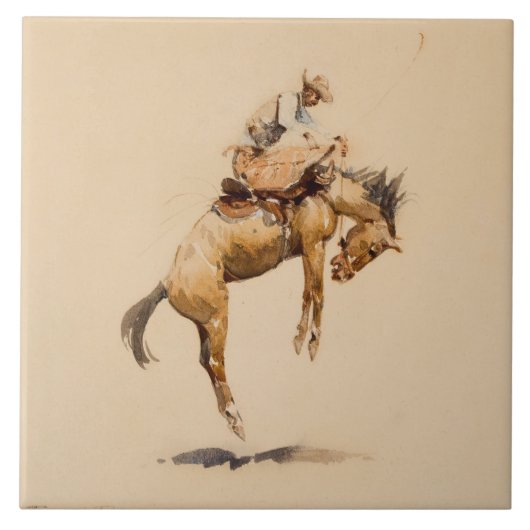 Bucking Bronco by Edward Borein Fliese (Vorderseite)