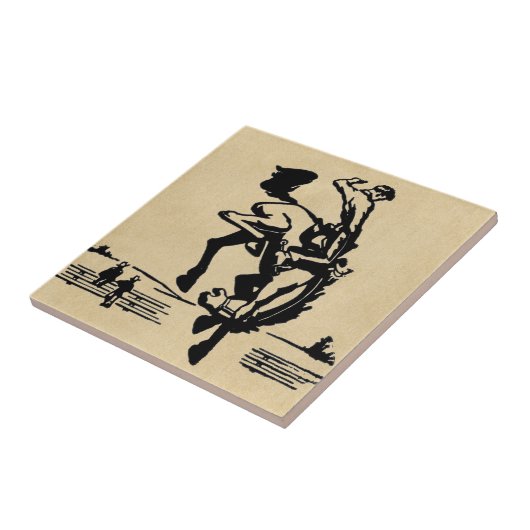 Bucking Bronco Reiter Fliese (Seite)