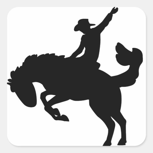 Bucking Bronco Rider Quadratischer Aufkleber (Vorderseite)