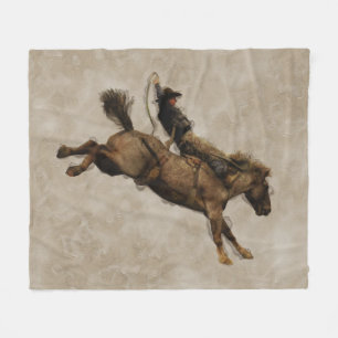 Bucking Bronco Rodeo Cowboy Fleecedecke