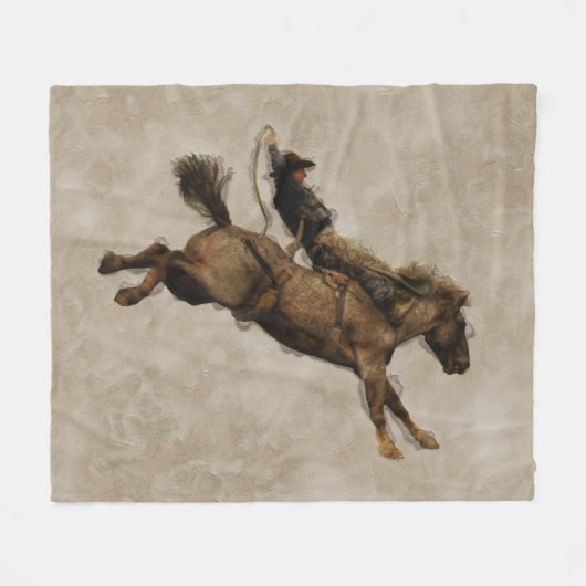 Bucking Bronco Rodeo Cowboy Fleecedecke (Vorderseite (Horizontal))