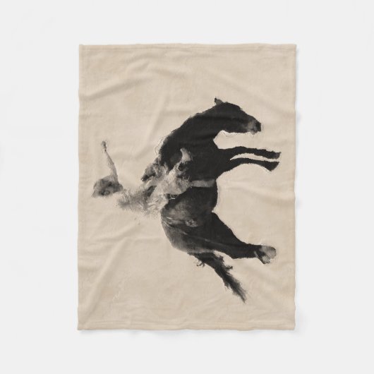 Bucking Bronco Rodeo Cowboy Fleecedecke (Vorderseite)