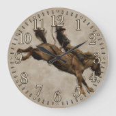 Bucking Bronco Rodeo Cowboy Große Wanduhr (Vorderseite)