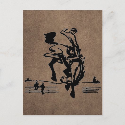 Bucking Bronco Rodeo Leather Postkarte (Vorderseite)
