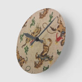 Bucking Bronco Runde Wanduhr (Winkel)