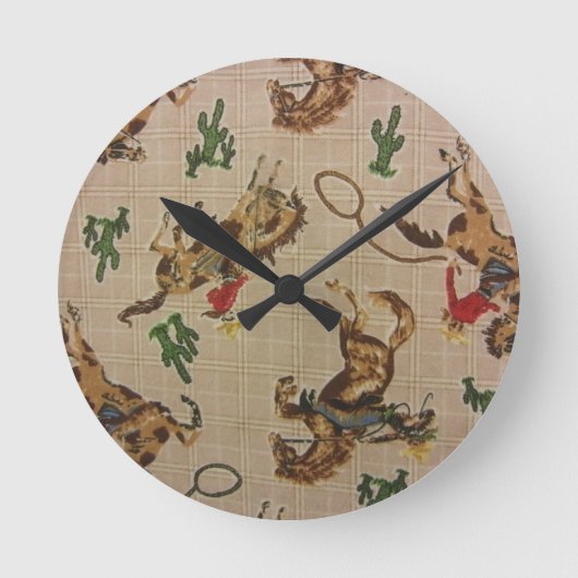 Bucking Bronco Runde Wanduhr (Vorderseite)