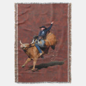 Bucking Bronco und Rodeo Cowboy Throw Blanket Decke (Vorderseite Vertikal)