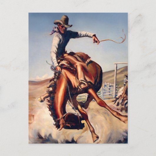 "Bucking Bronco" Western Art von Will James Postkarte (Vorderseite)