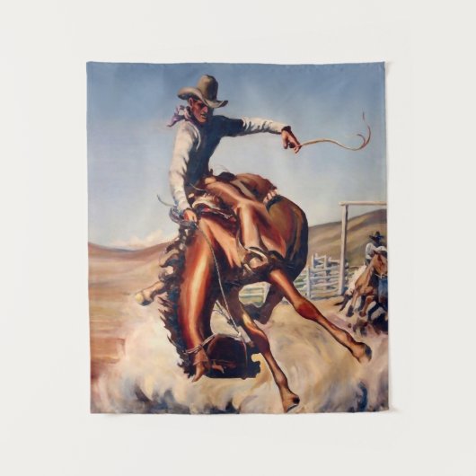 "Bucking Bronco" Western Art von Will James Wandteppich (Vorderseite)