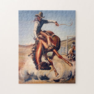 „Bucking Bronco“ Western-Kunst von Will James Puzzle