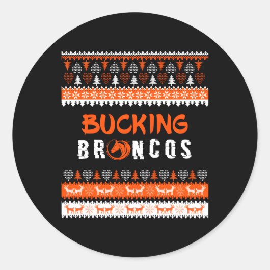Bucking Broncos Ugly Runder Aufkleber (Vorderseite)