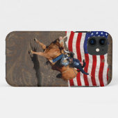 Bucking Bull Rodeo Cowboy, US-Flagge auf Imitat Le Case-Mate iPhone Hülle (Rückseite (Horizontal))