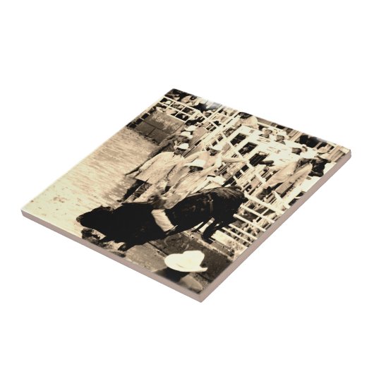 Bucking Bull Rodeo Rider Picture Fliese (Seite)