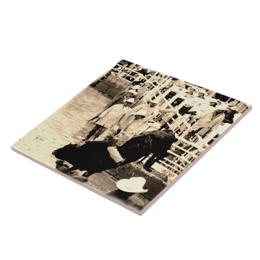 Bucking Bull Rodeo Rider Picture Fliese (Seite)