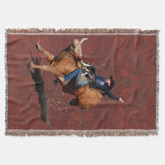 Bucking Bull und Rodeo Cowboy Throw Blanket Decke (Vorderseite)