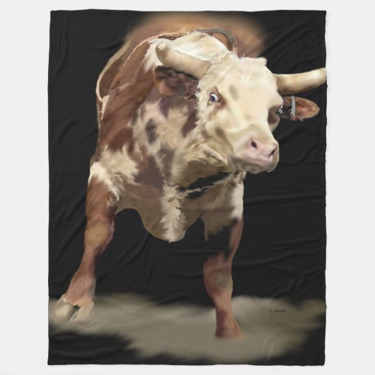 Bucking Rodeo Bull Fleecedecke (Vorderseite)