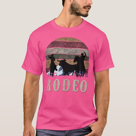 Bucking Rodeo Cowboy Team Roping Pferdereiten Blac T-Shirt (Vorderseite)