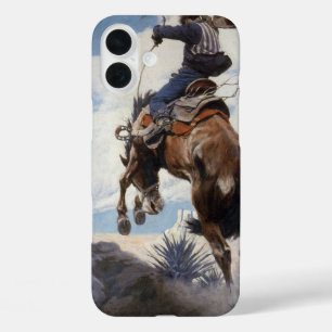 Bucking von NC Wyeth, Vintage Cowboy Rodeo iPhone 16 Plus Hülle