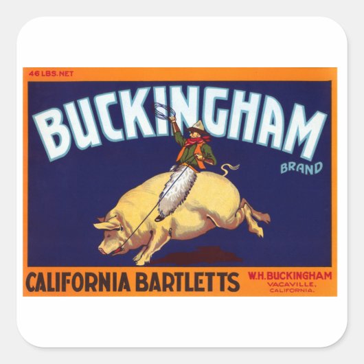 Buckingham Brand California Bartletts Quadratischer Aufkleber (Vorderseite)
