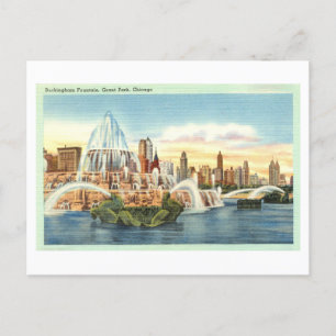 Buckingham-Brunnen, Grant Park, Chicago Vintage Postkarte