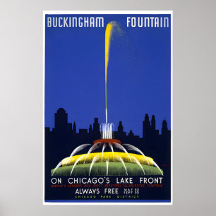 Buckingham Fountain - Chicago Reiseplakat Poster