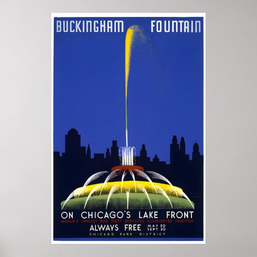 Buckingham Fountain - Chicago Reiseplakat Poster (Vorne)
