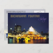 Buckingham Fountain illuminiert, Chicago Postkarte (Vorne/Hinten)