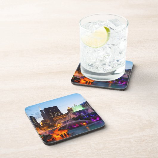 Buckingham Fountain liegt nachts Getränkeuntersetzer (Rechte Seite)