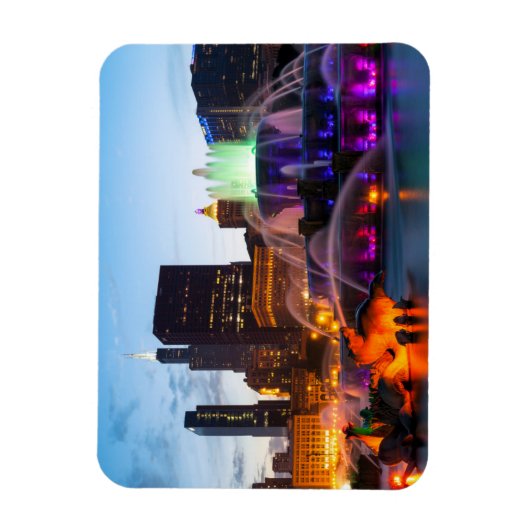 Buckingham Fountain liegt nachts Magnet (Vertikal)