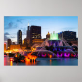 Buckingham Fountain liegt nachts Poster (Vorne)