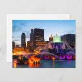 Buckingham Fountain liegt nachts Postkarte (Vorne/Hinten)