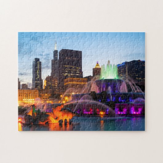 Buckingham Fountain liegt nachts Puzzle (Horizontal)