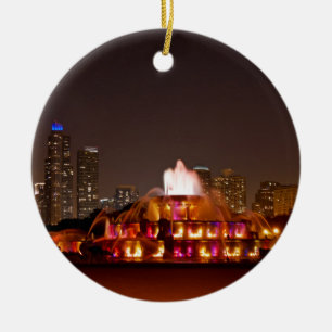 Buckingham Fountain - Orange Keramik Ornament