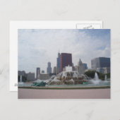 Buckingham Fountain und Chicago Skyline Postkarte (Vorne/Hinten)