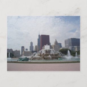 Buckingham Fountain und Chicago Skyline Postkarte