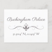 Buckingham Palace Latitude und Longitude Postkarte (Vorderseite)