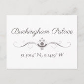 Buckingham Palace Latitude und Longitude Postkarte (Vorderseite)
