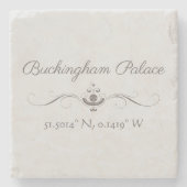 Buckingham Palace Latitude und Longitude Steinuntersetzer (Vorderseite)