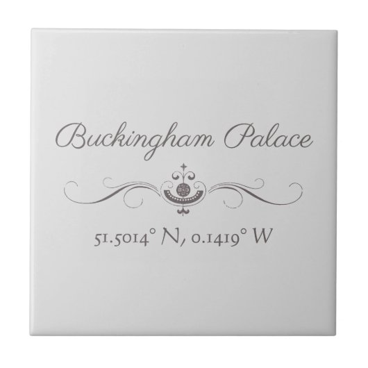 Buckingham-Palast Längen- und Breitengrad  Fliese (Vorderseite)