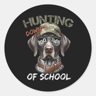 Buckjagd bis 100 Tage Schulhund 100 Tage Runder Aufkleber