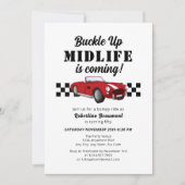 Buckle Up Funny Midlife Car 50. Geburtstag Einladung (Vorderseite)